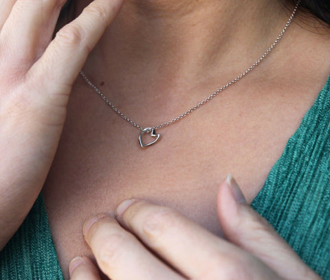 Silver open heart pendant by Hawks Martin romantic Valentine's Day necklace