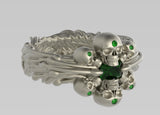 Sea Skull Ring with 6x4mm Emerald