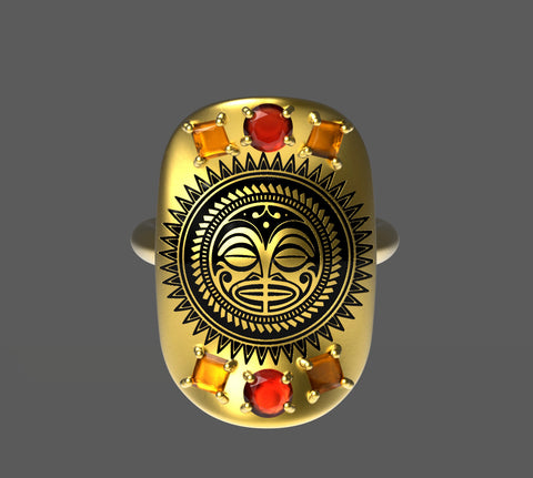 Tiki Shield Ring
