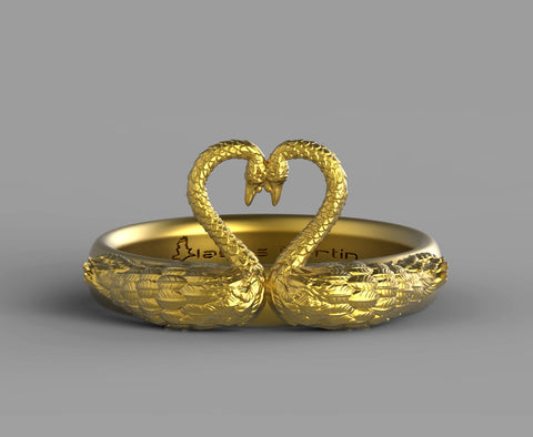 Swan Heart Ring
